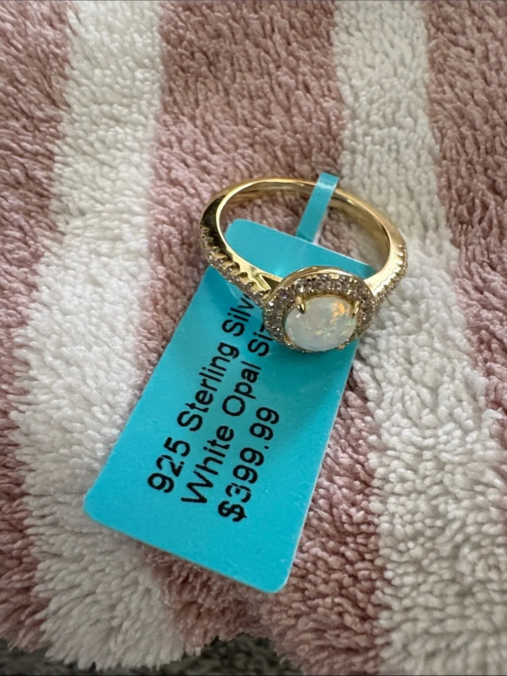 Gold Halo Opal Ring - Women Jewelry